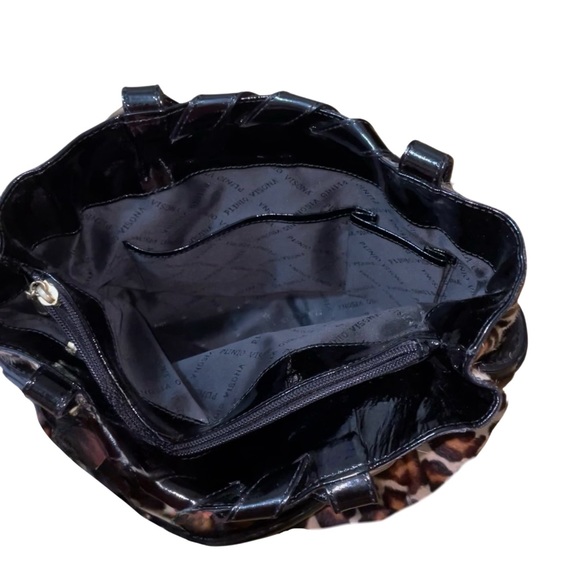 Plinio Visona Leopard & Patent Leather Italian Made Satchel Bag - Picture 8 of 12